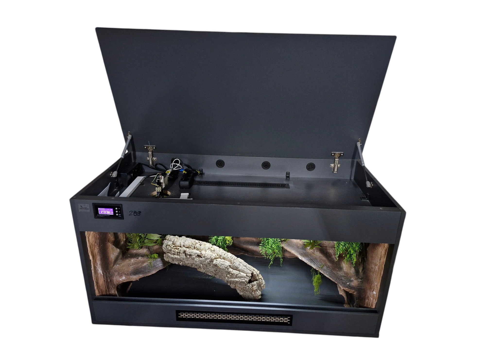 Terrarium 120x60x60 Podwójny sufit T5 Termostat Oprawa E27 Wystrój ANTRACYT - Image 5